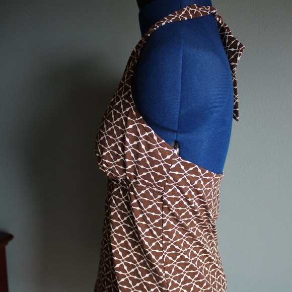 Lands End Tankini Halter Top Swimsuit Brown/White  ~6~🌻 - Picture 4 of 6